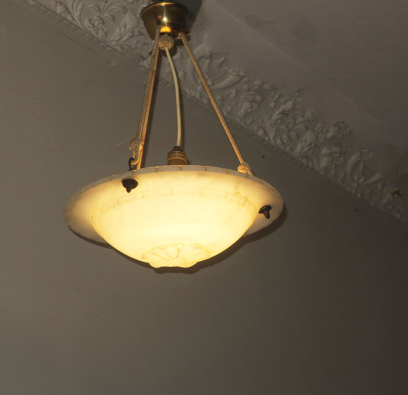 Alabaster pendant ceiling light, 1920