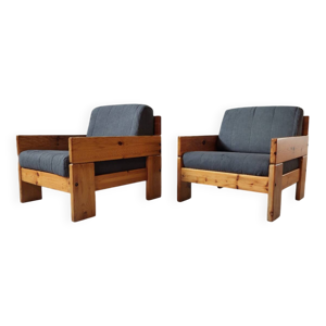 Paire de fauteuil en - pin