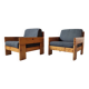 Pair of pine armchairs