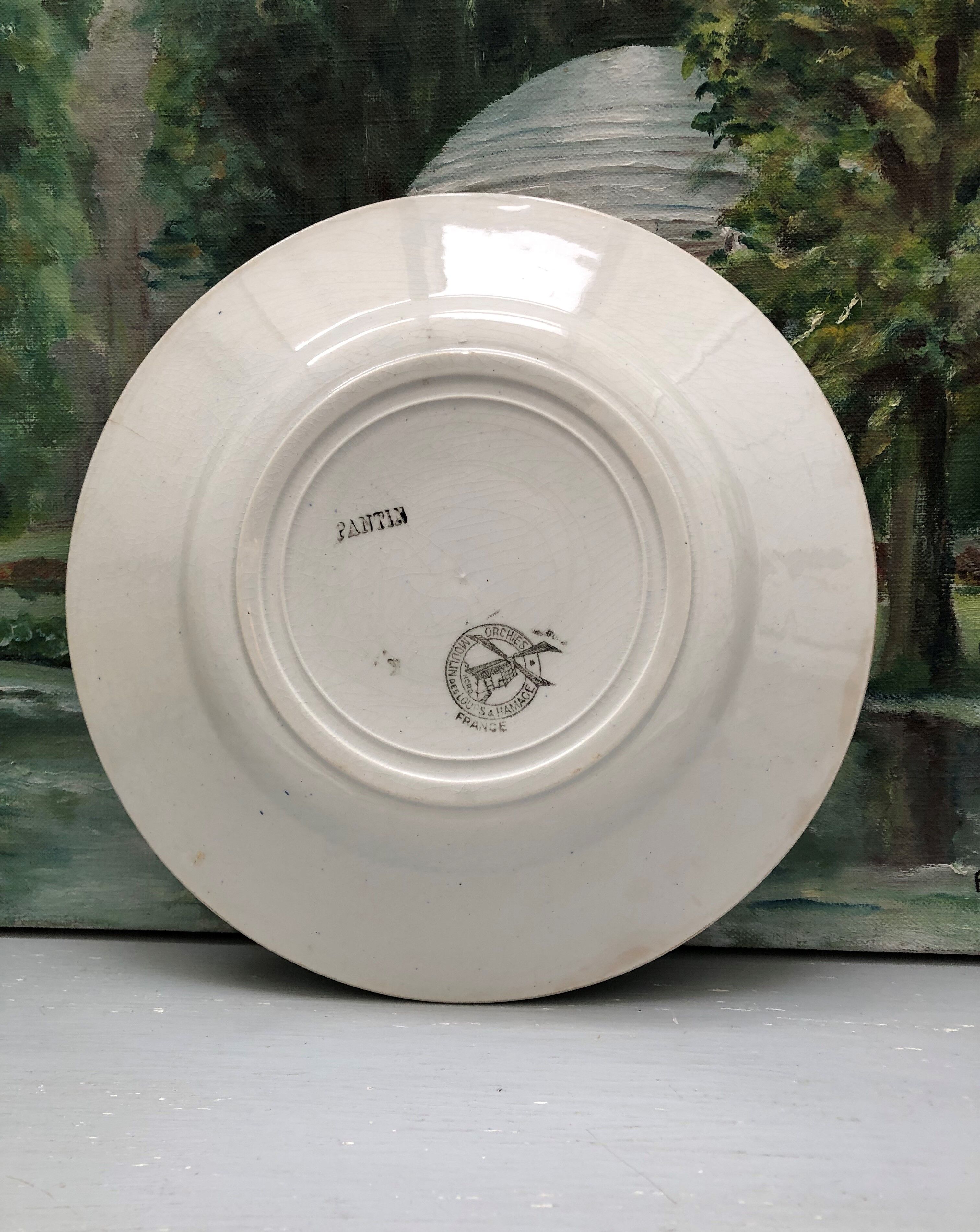 5 flat plates signed Moulin des loups Hamage Orchies Nord model Pantin.
