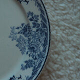 Plate high old earthenware C and U Sarreguemines model Molière blue