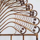 Antique peacock rattan headboard