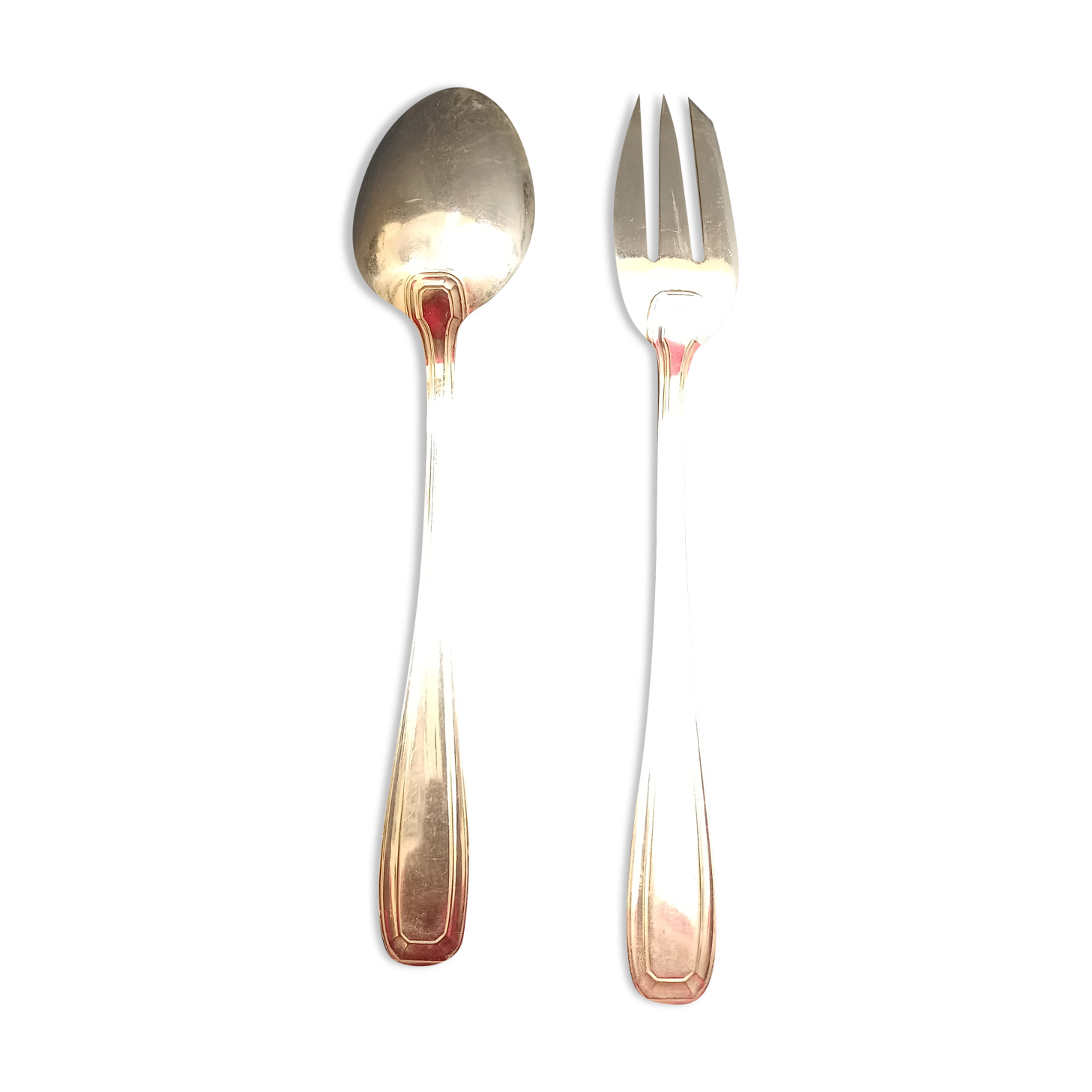 Silver metal service cutlery