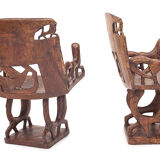 Set of 4 carved armchairs, 1950
