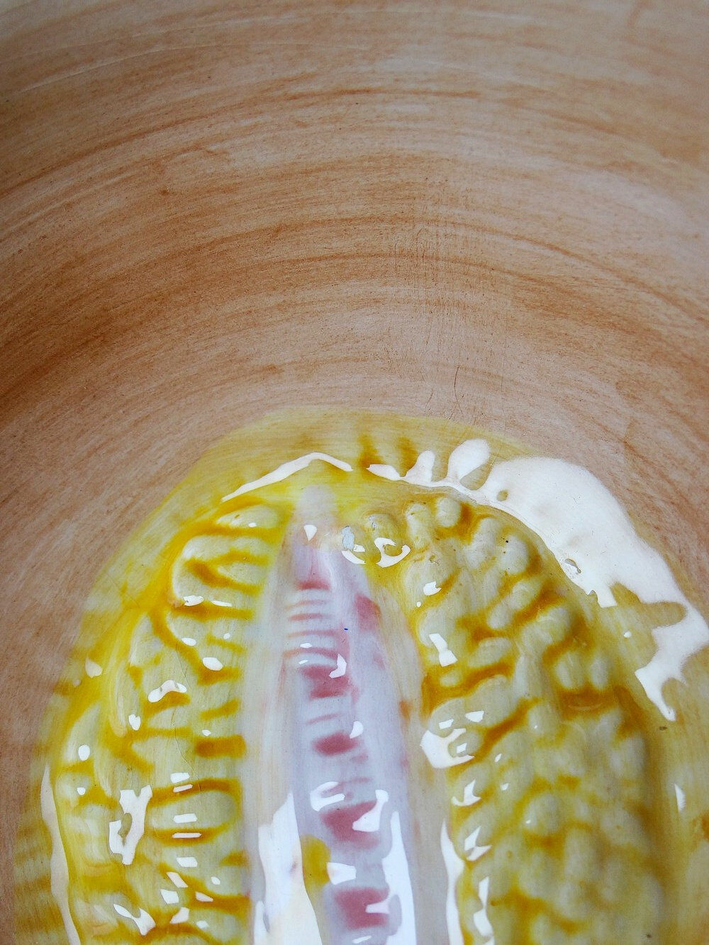3 earthenware bowls with melon decoration, vintage 1980s.