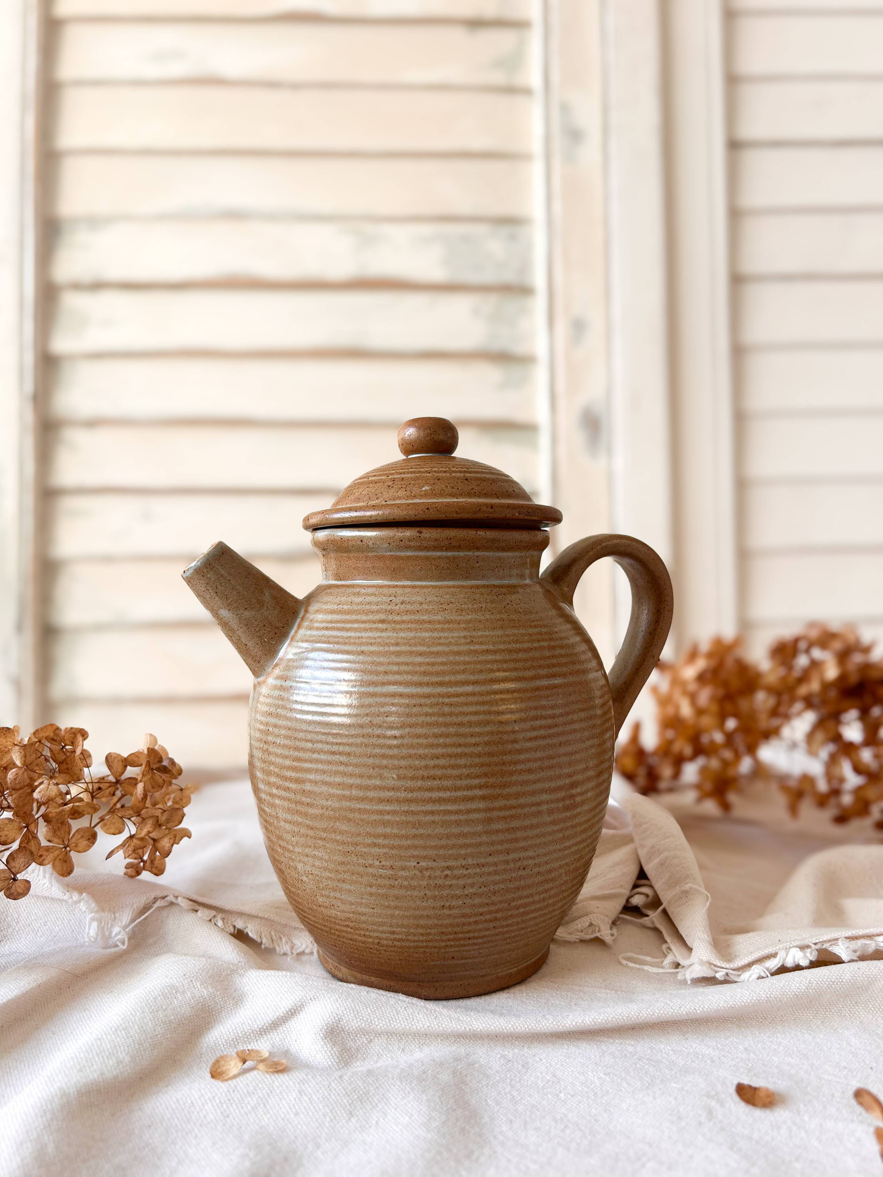CNP Village stoneware coffee pot