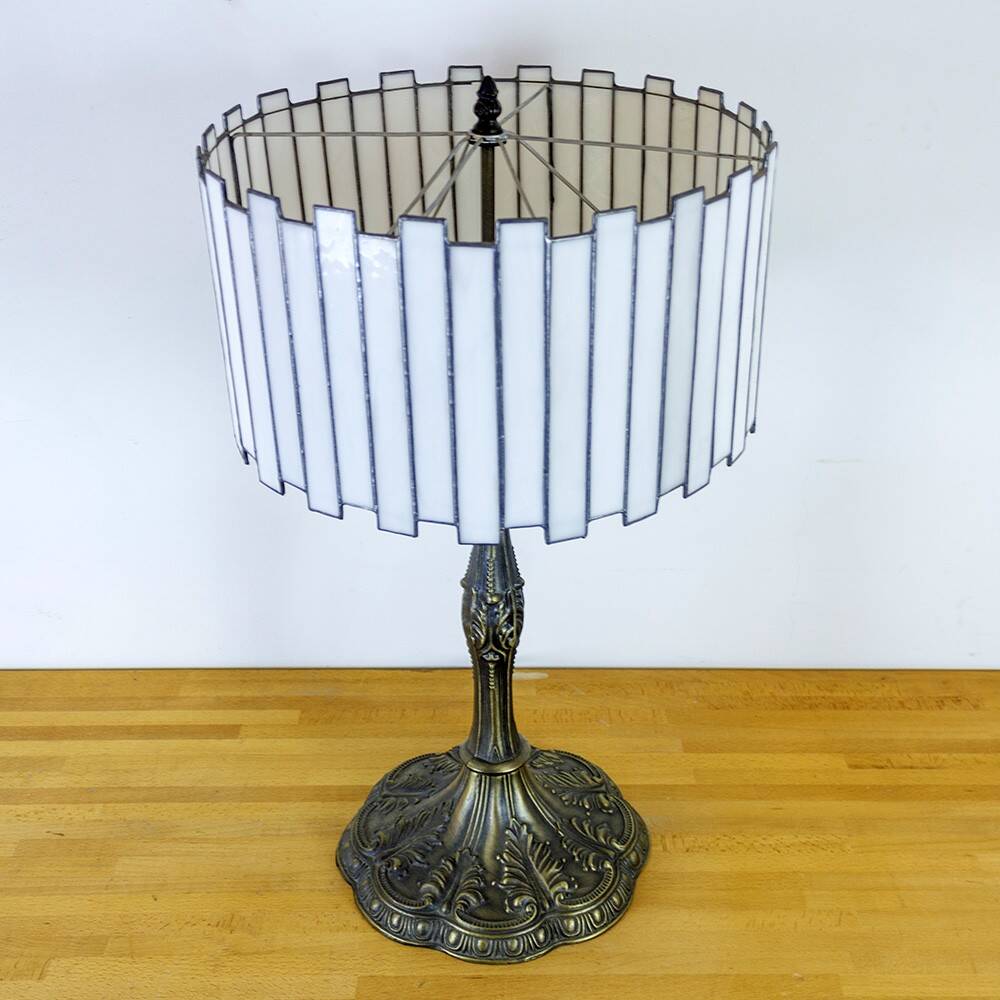 Bronze lamp with mother-of-pearl shade