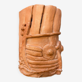 Terracotta sculpture wall light