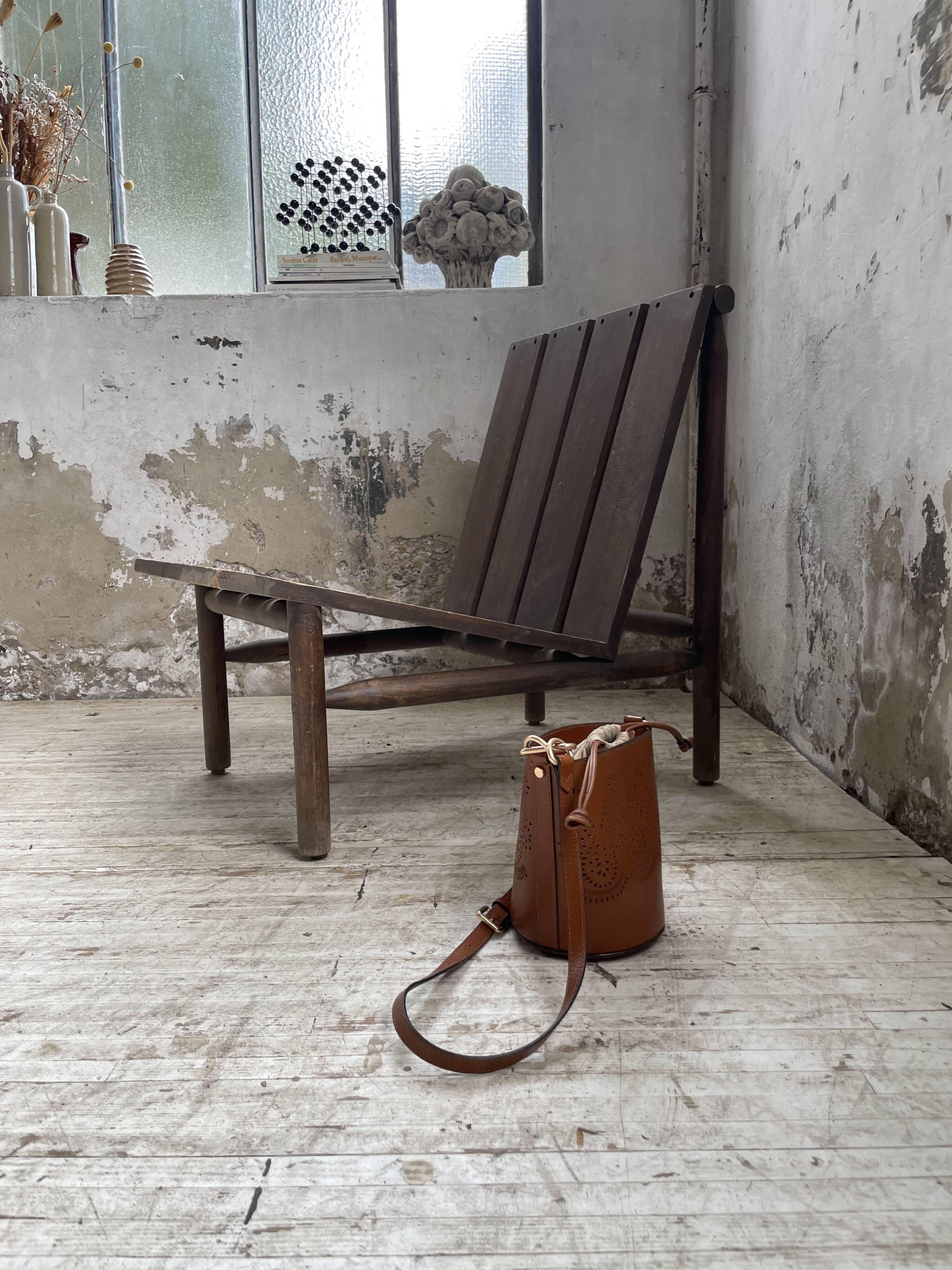 Modernist oak armchair