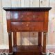 Empire side table in walnut and black marble