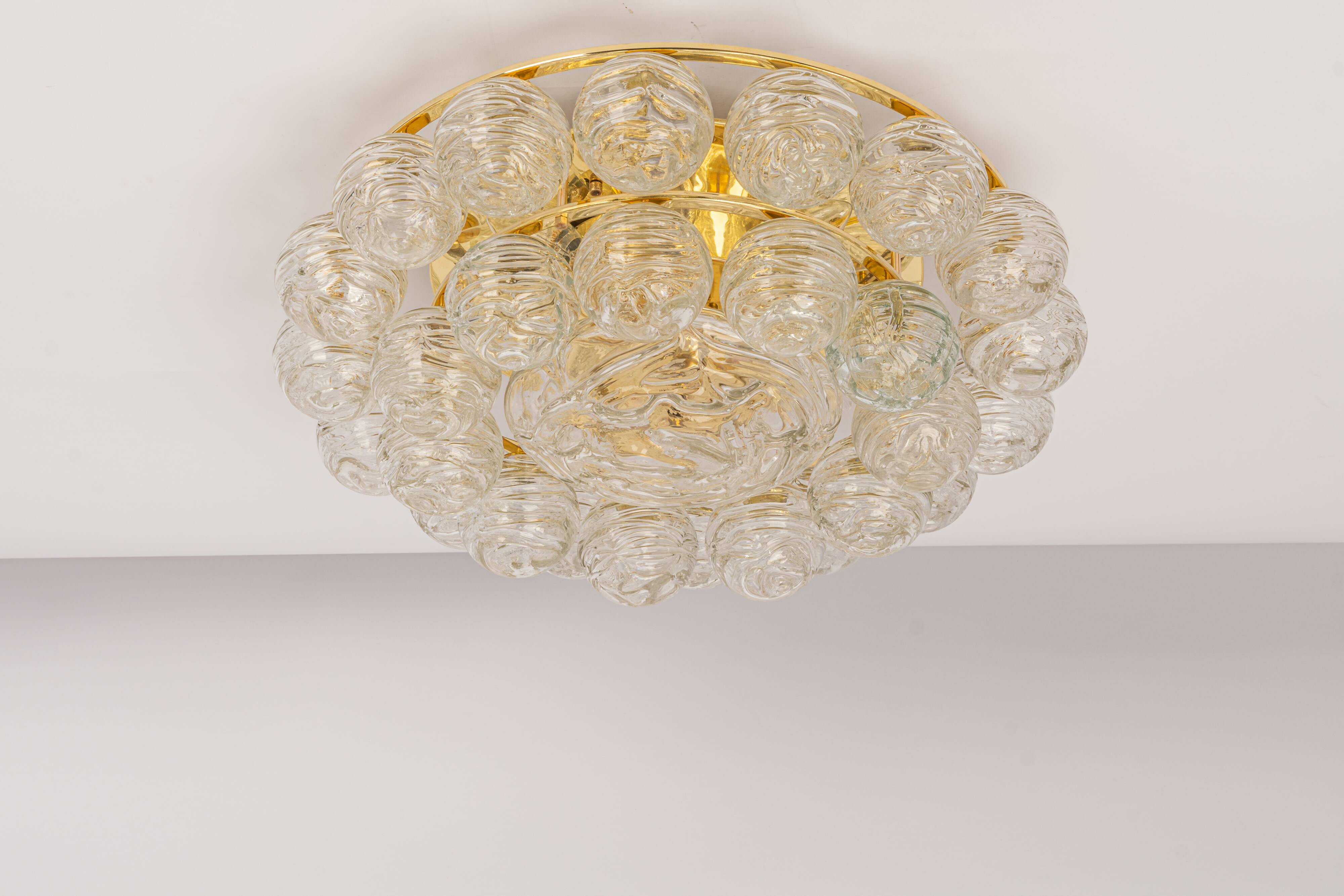 Spectacular Sputnik Flush Mount Glass Snow Balls by Doria, Germany, 1970s