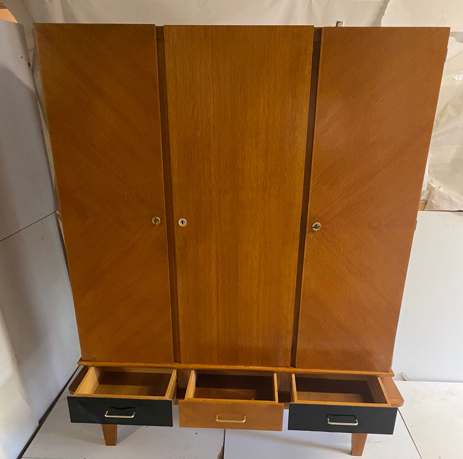 Vintage wardrobe with compass feet from the 60s