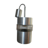 Scandinavian hanging lamp in glass and brushed aluminum 60s 70s