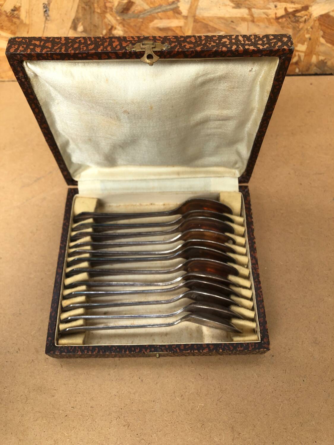 Series 12 old art deco coffee spoons vintage silver metal