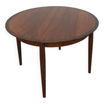 Table ronde en palissandre uitschuifbare au design vintage Lübke