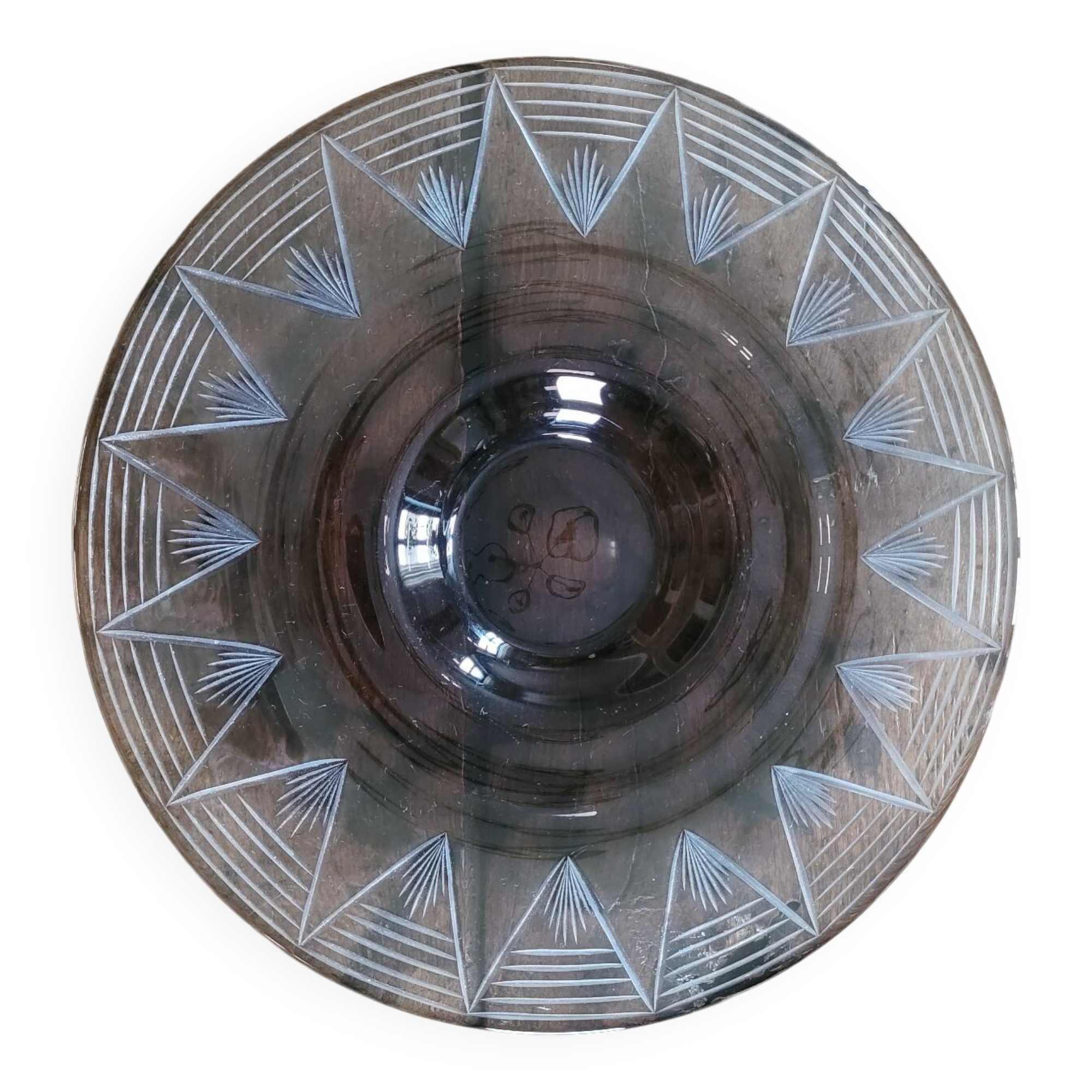 Smoked glass table centrepiece – mid-20th century design