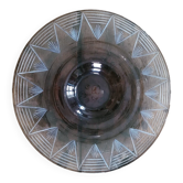 Plat centre de table en verre fumé gravé – design milieu XXᵉ siècle