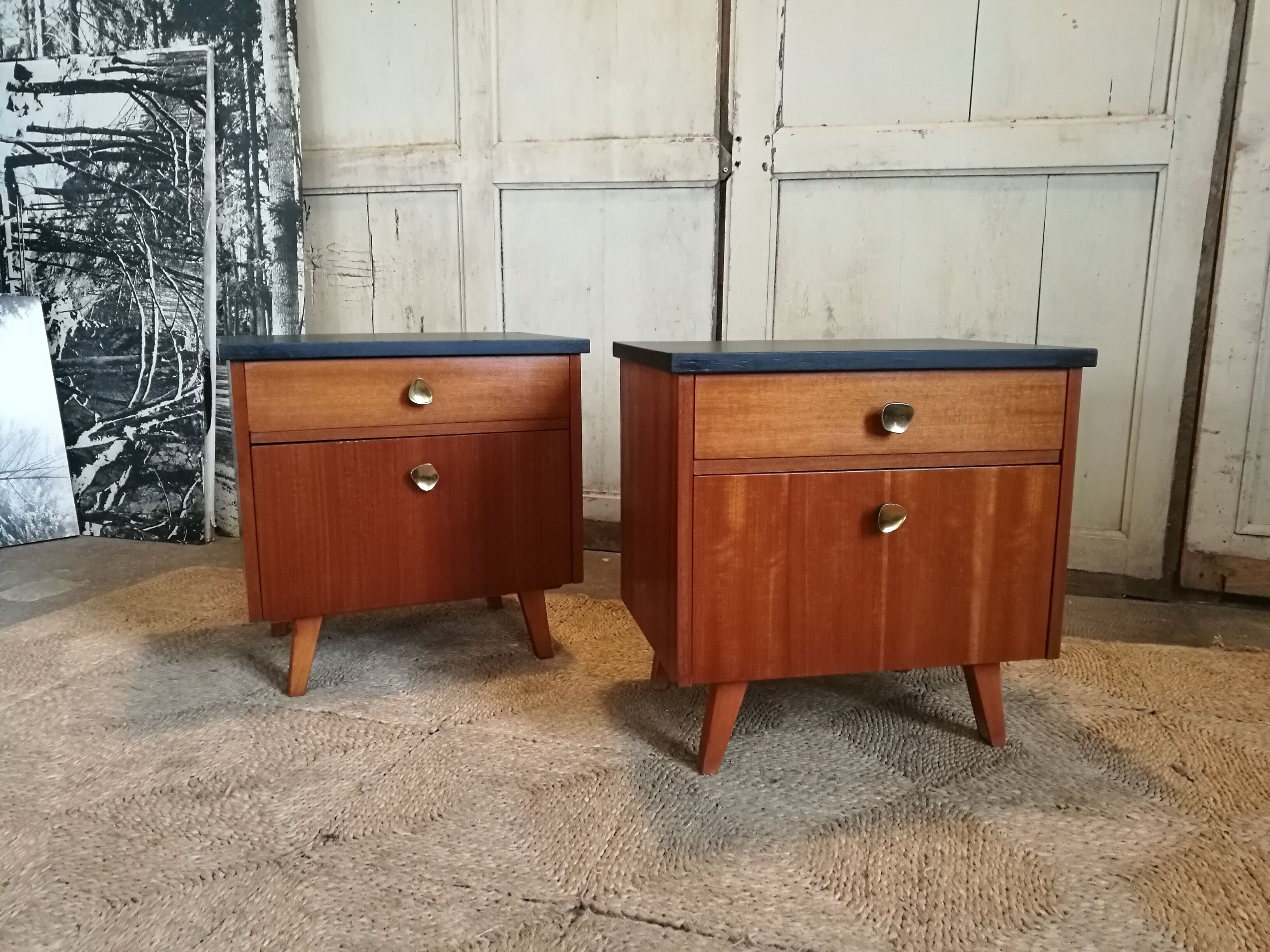 Pair of vintage bedsides