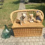Toy box bench vintage rattan