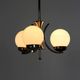 Vintage Czech Bauhaus style pendant light, tall, with opaline glass globes, 1940s
