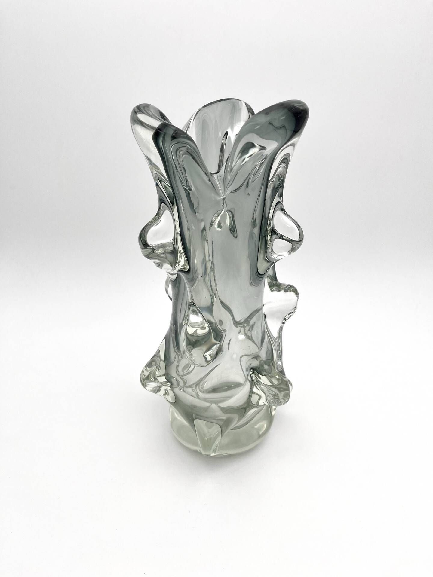 Large Murano Vase Smoked Glass Sculptural 31.5cm 3.1kg