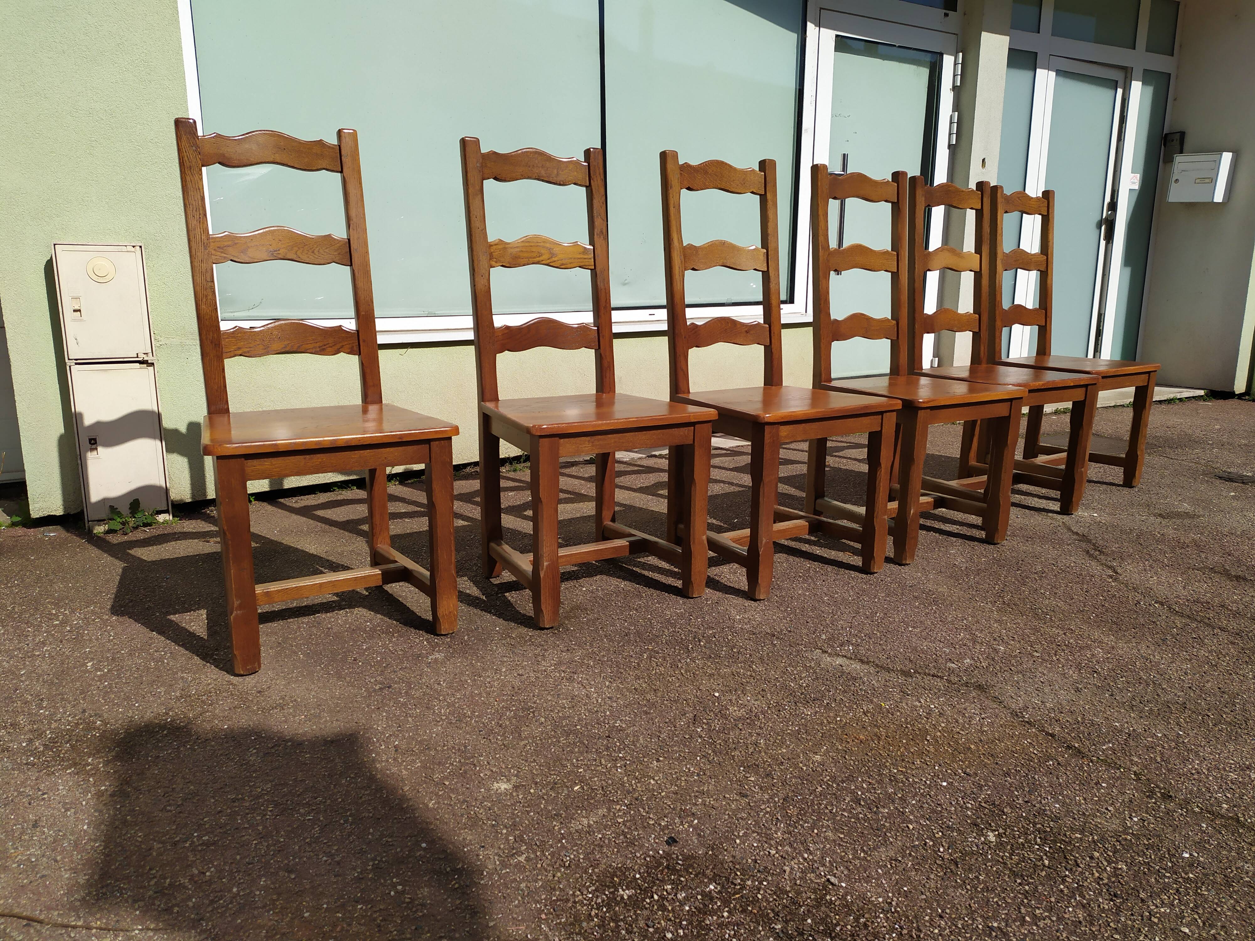 Set of 6 solid oak wood chairs - ferme compagne montage