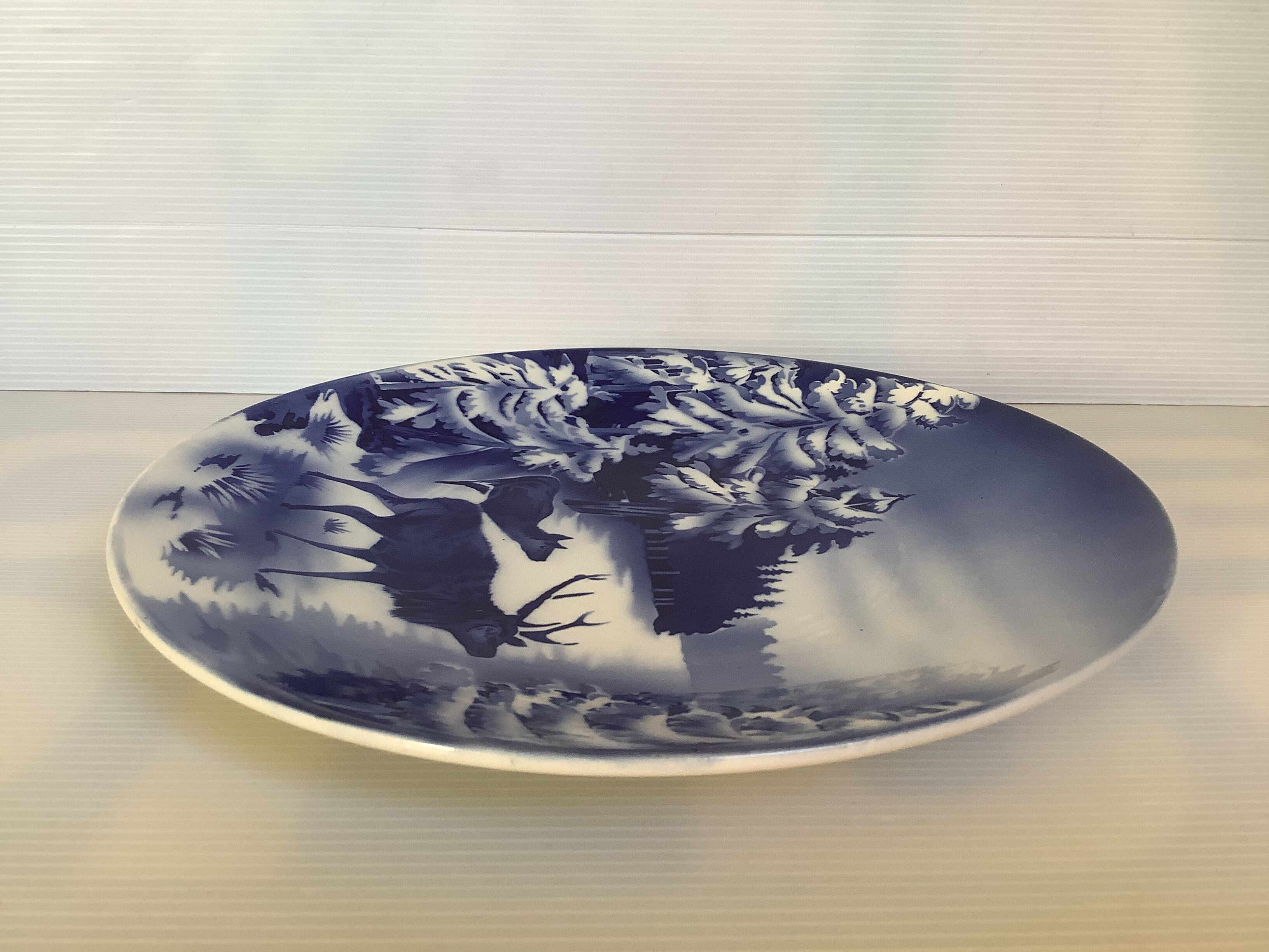Old blue plate fir deer doe Villeroy and Boch