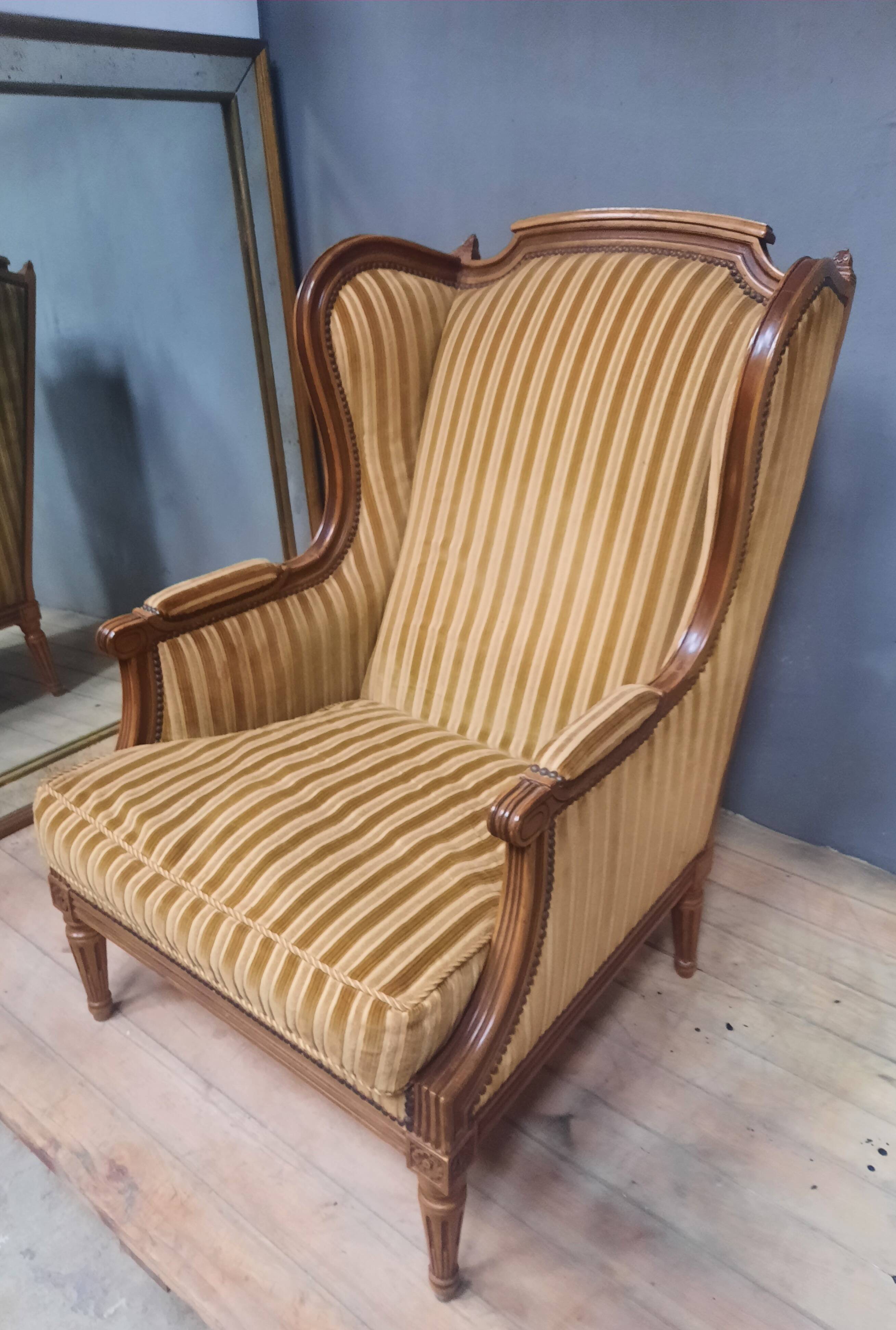 Large Louis XVI style wing chair