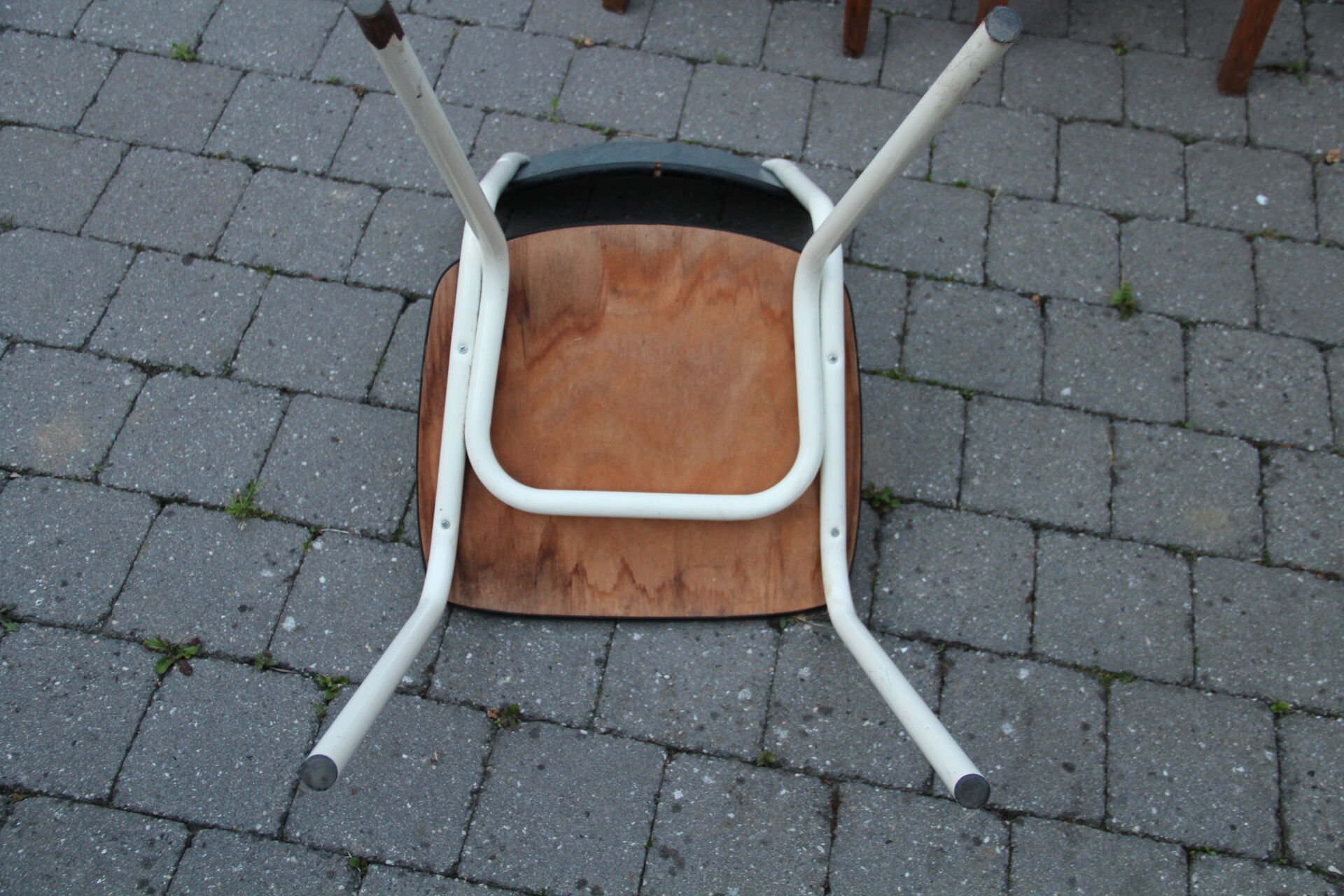 2 blue Formica cjaises, circa 1950