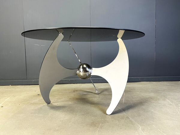 Table à manger ou table basse réglable ''Helix'' de Luciano Campanini, années 1970.