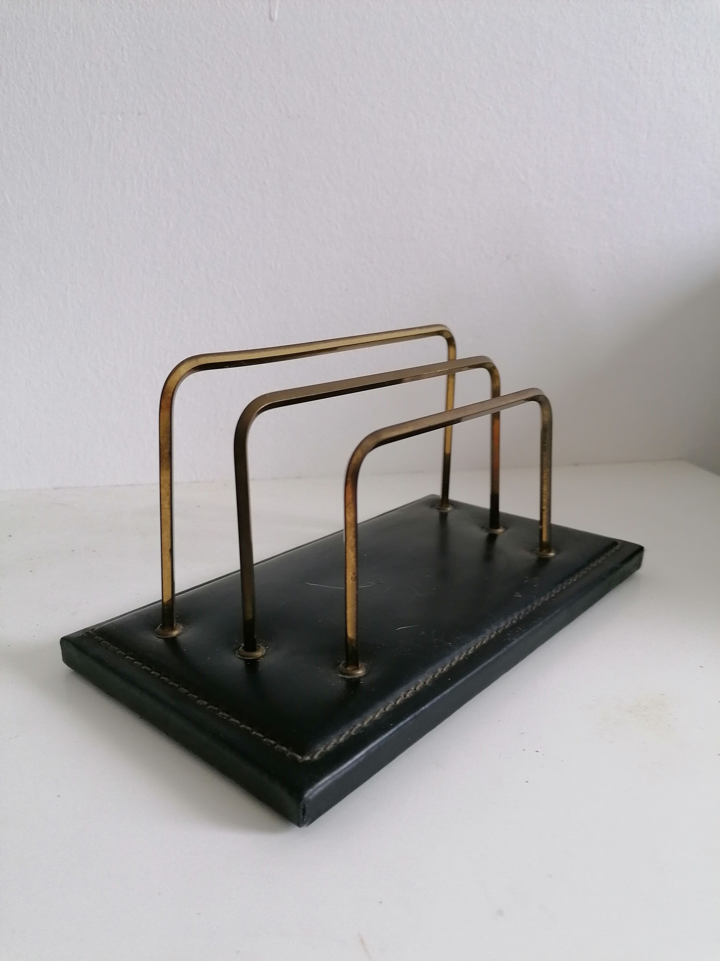 Leather desk letter carrier stitched