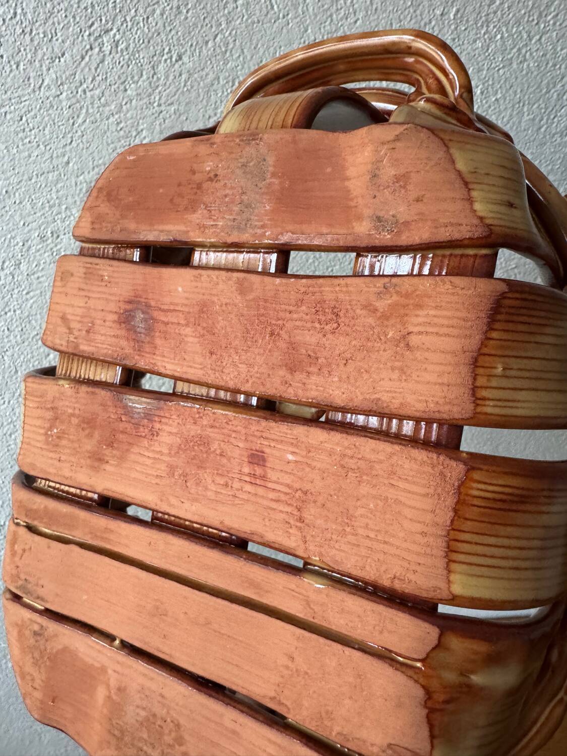 1960s trompe l'oeil ceramic basket