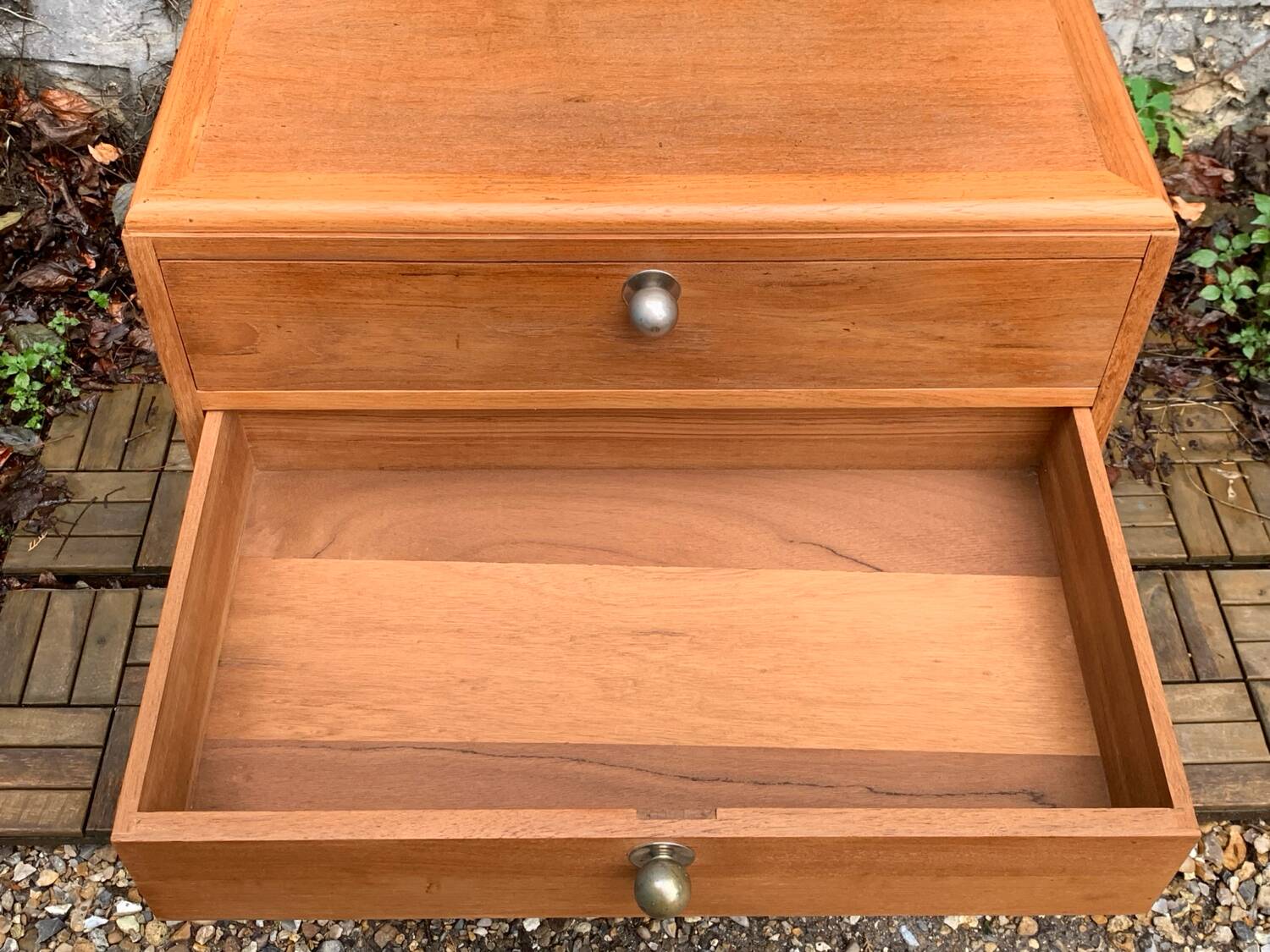 Vintage chest of drawers in solid raw wood from 1950