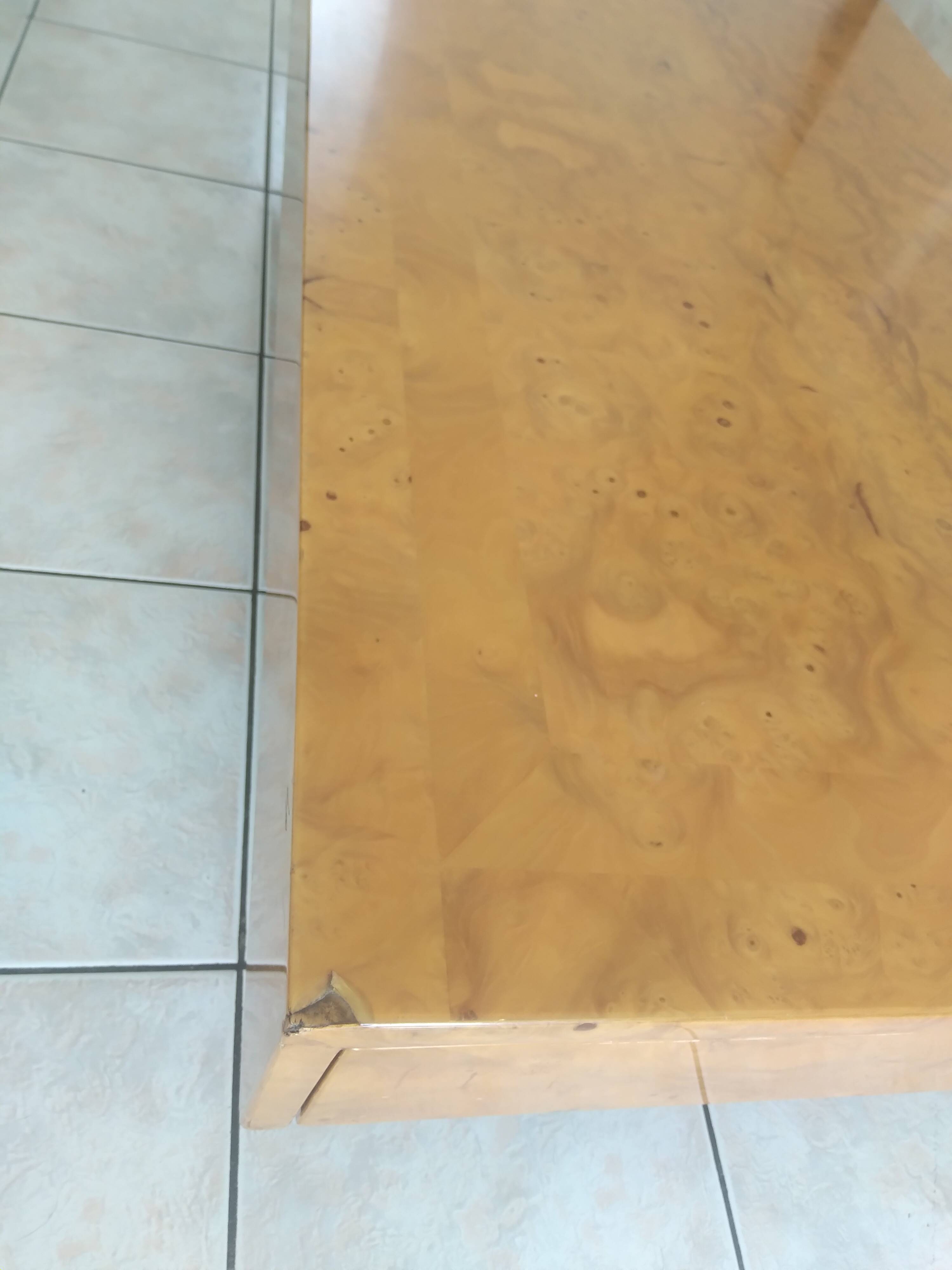 Wooden table with burl by Jean Claude Mahey