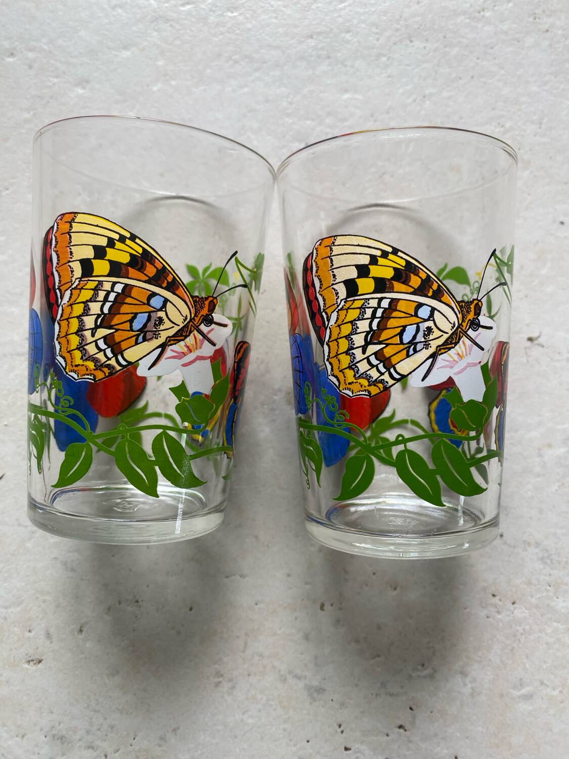 Vintage butterfly glass duo