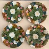 4 old and numbered dessert plates in slurry, strawberry model