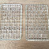Set of 2 small molded glass presentation dishes