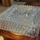 Vintage Flush Mount Square Glass Ceiling Lamp, Diamond Triangle Motif