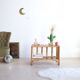 Vintage rectangular side coffee table in wood and rattan with magazine rack