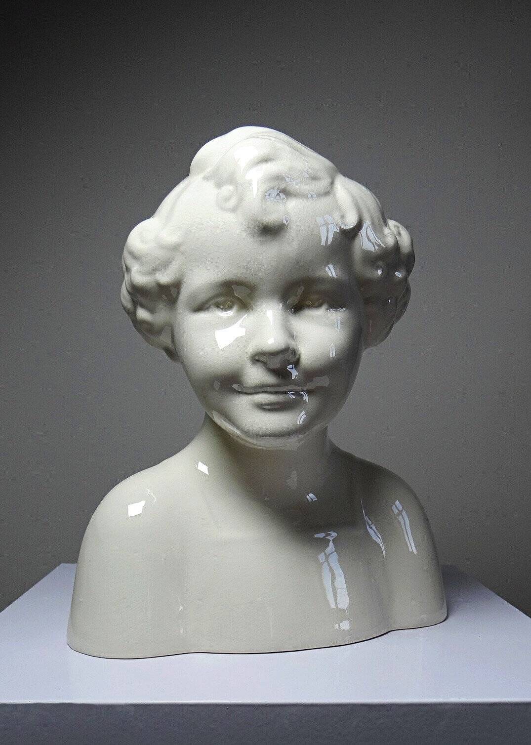 Large Art Deco faience bust from Sarreguemines, early period