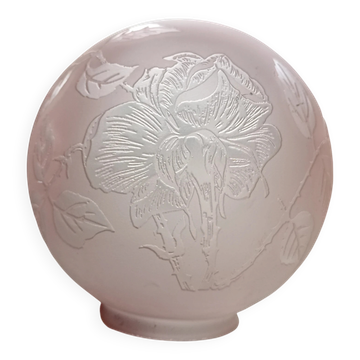 Sprat - verre dépoli rose aux fleurs rose pour lustre lampe ca.1920
