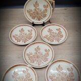 Set 6 assiettes plates grès fleuries