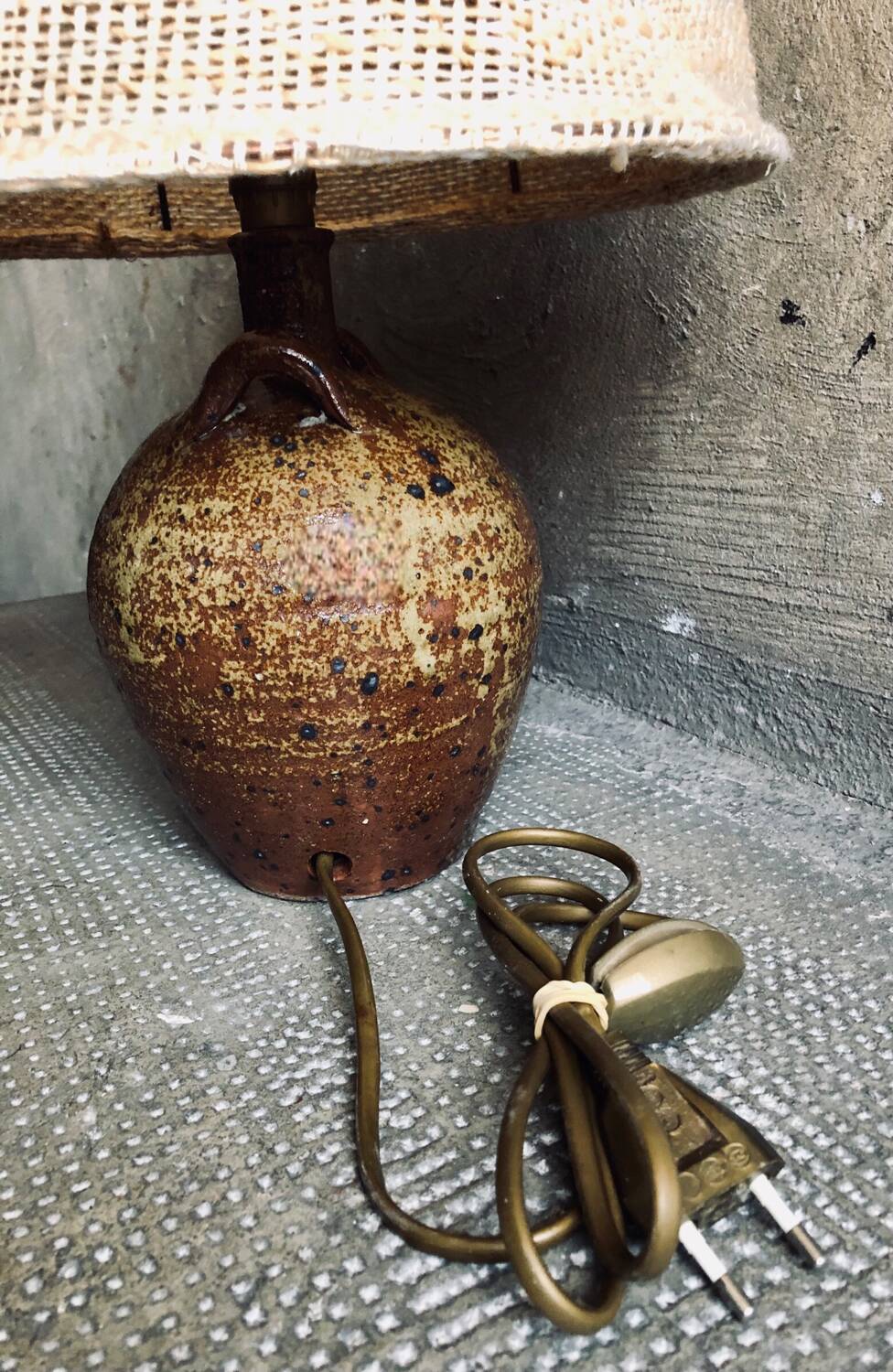 Handmade pyrite stoneware lamp, 1970