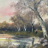 Pendant of 2xhst painting (19th/20th century) barbizon era "animated landscape"