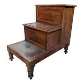 Library staircase with chests – English style – Mahogany and leather – 19th century