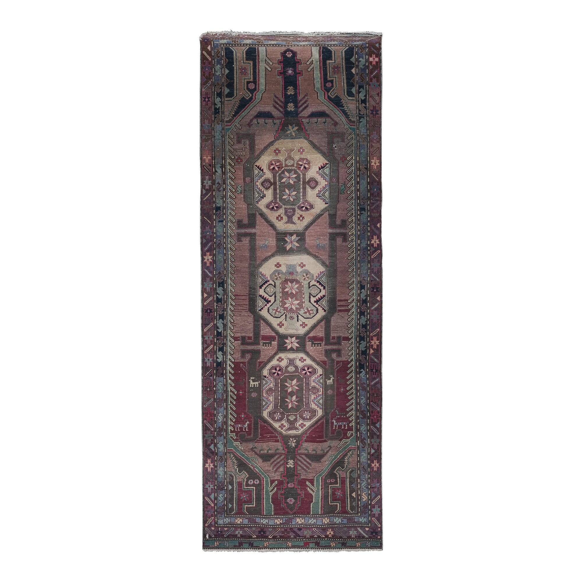 Vintage Turkish hallway rug 118x322 cm