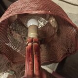 Vintage rattan and chrome metal lamp – 1970s/1980s