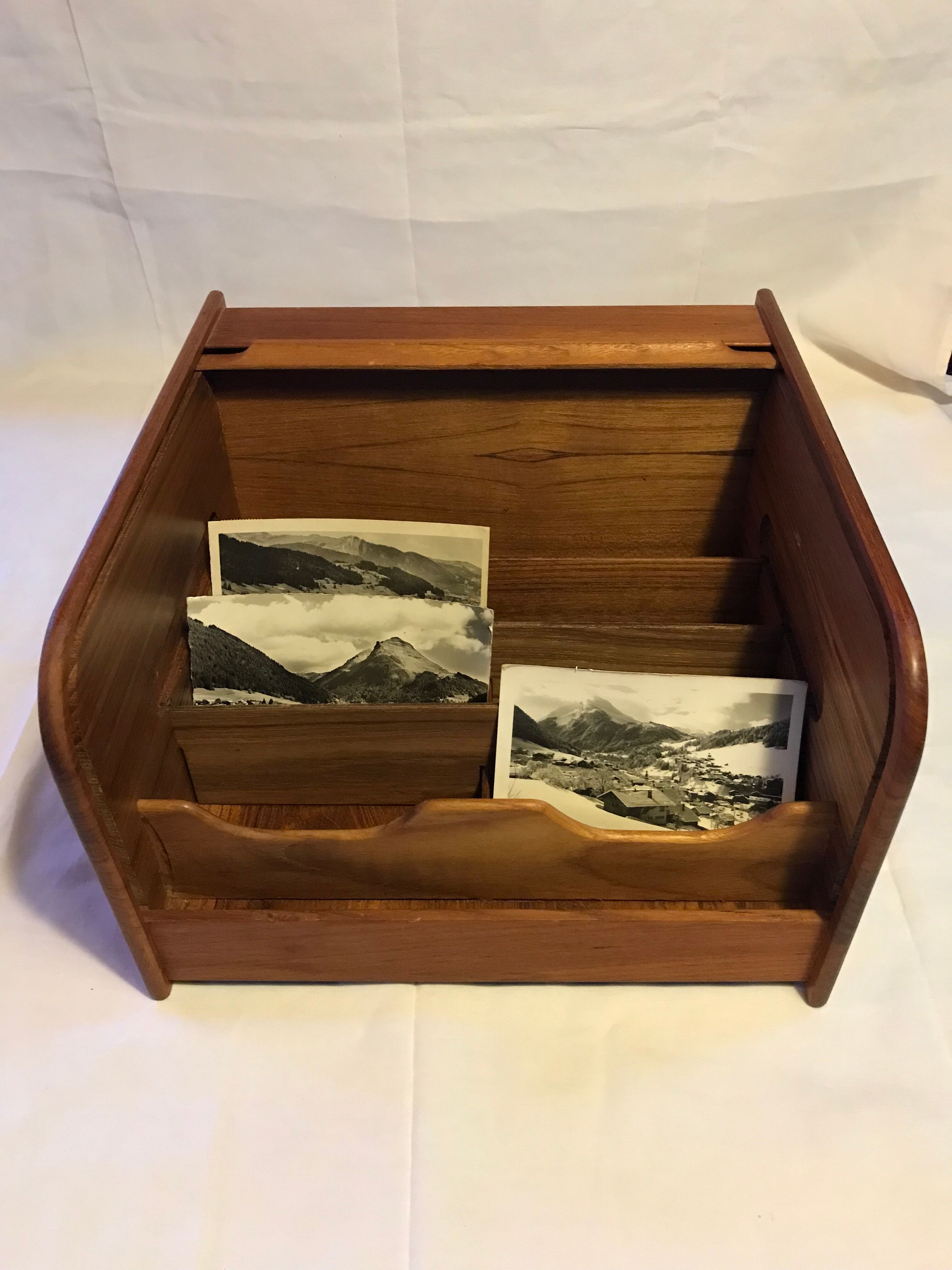 Teak box with curtain door