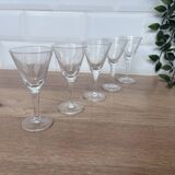 Set of 5 engraved glass liqueur glasses