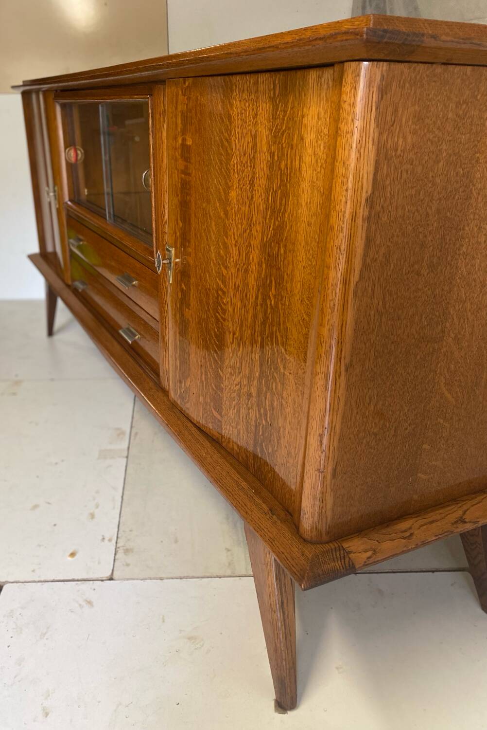 Oak sideboard with compass legs